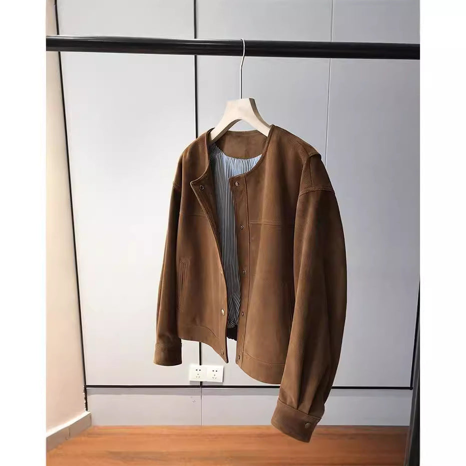 Damen Modische und lässige Wildlederjacke Echoarchiv