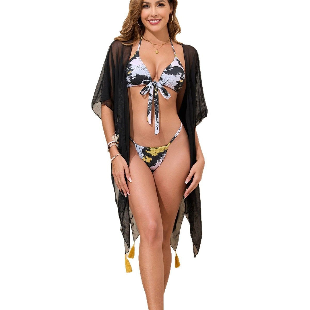 Damen Bademantel- und Bikini-Set mit trendigen Quasten Echo Archiv