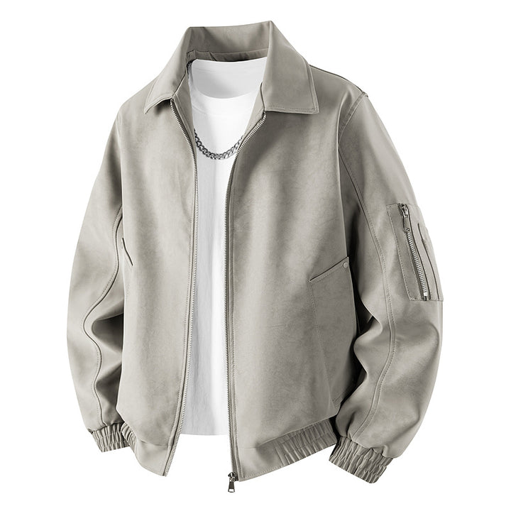 Herren Velourslederoptik Oversize-Bomberjacke mit Utility-Ärmeltasche & Pattentaschen Echoarchiv
