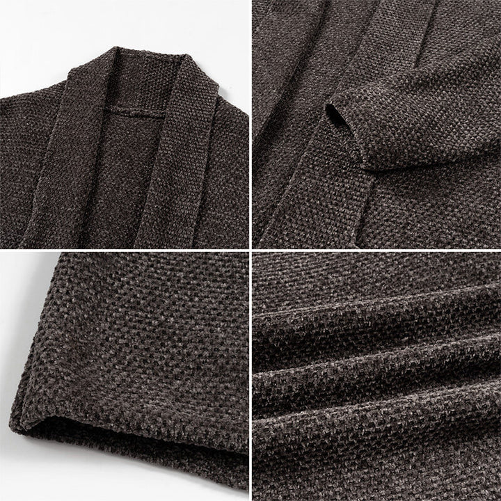 Herren modische Strickjacke mit offenem Kragen und praktischen Taschen Echoarchiv