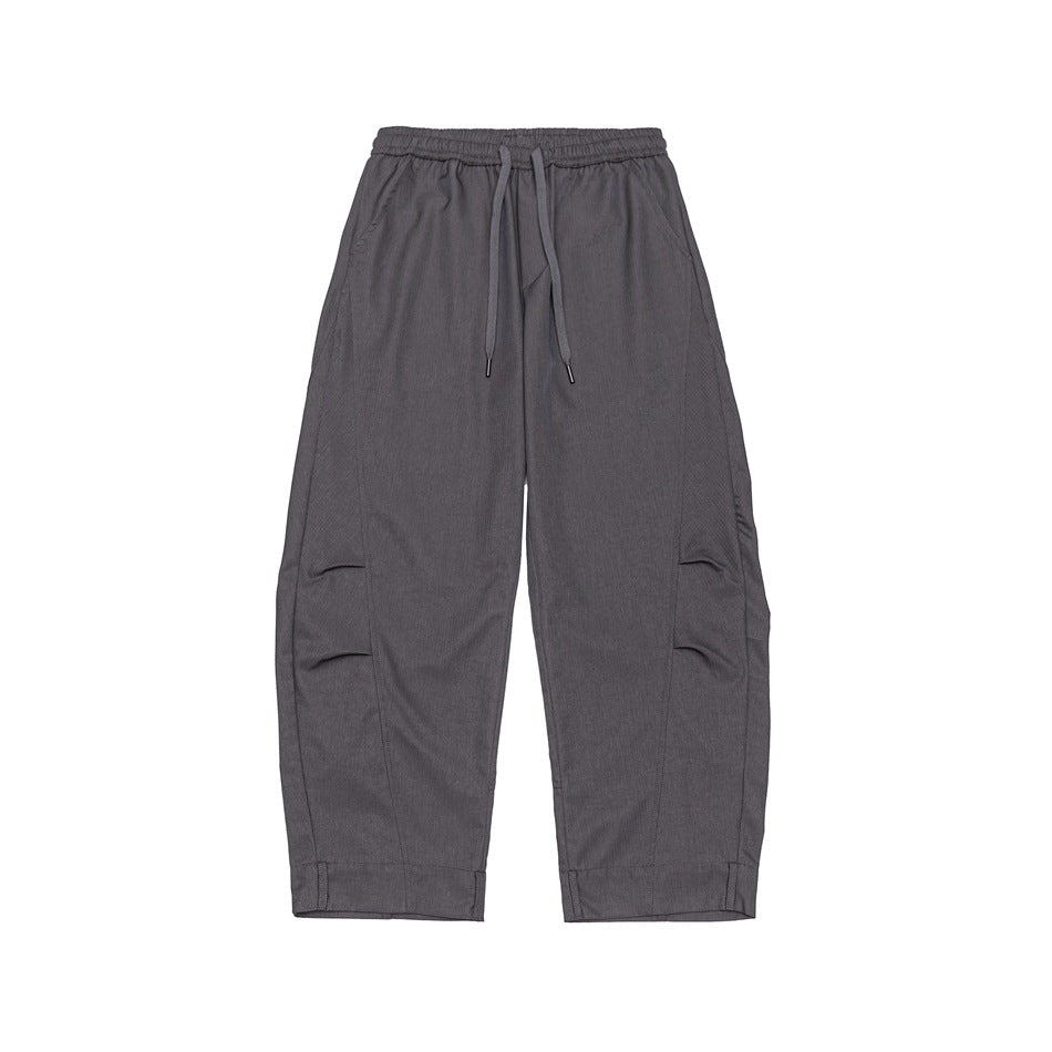 Herren Weite Cropped Cargohose mit Tunnelzug und Kniefalten Echoarchiv