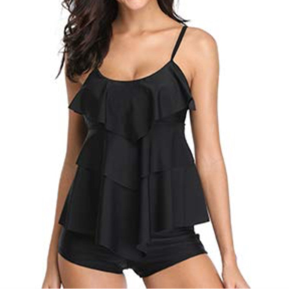 Damen Schwimmloche Tankini mit mehrlagigem Rüschendesign Echo Archiv