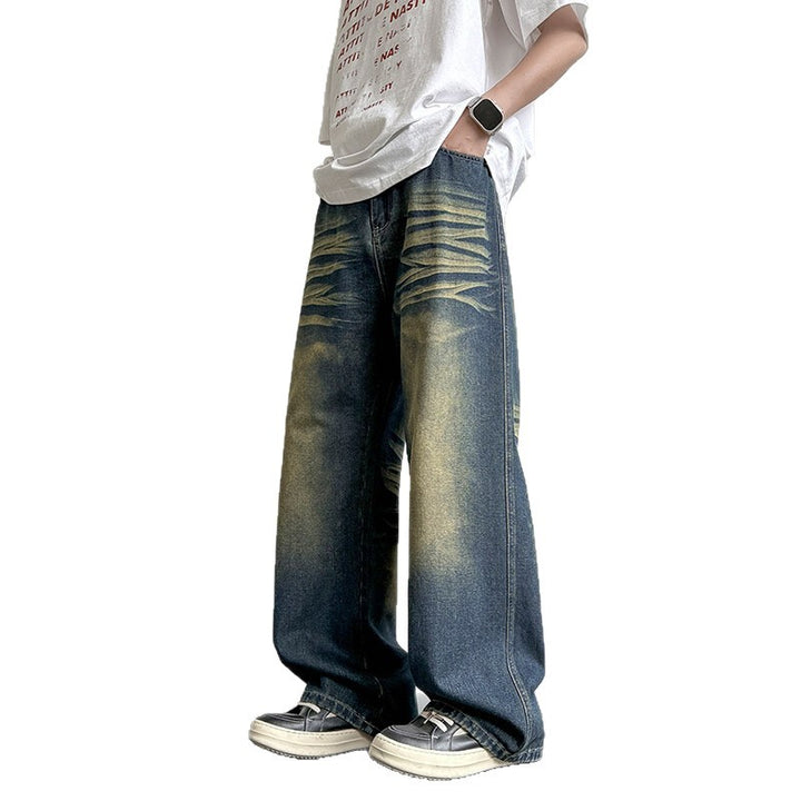Unisex Weit geschnittene Denim-Hose mit einzigartigen Waschung und legerem Design Echoarchiv