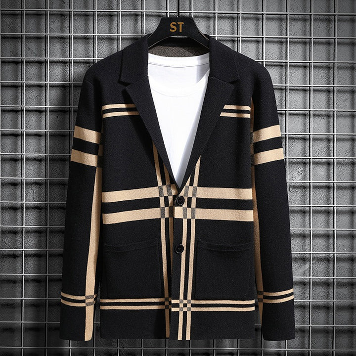 Herren modische Strickjacke mit einzigartigem Karomuster Echoarchiv