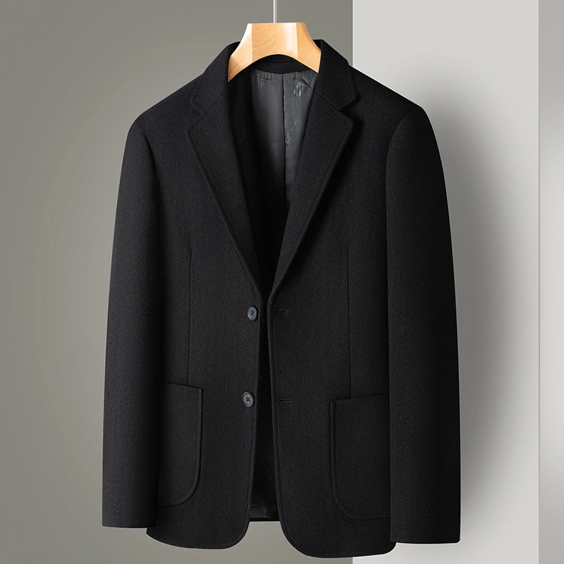 Herren Smart-Casual Wollmix-Sakko im Mantelstil mit aufgesetzten Taschen – Tianoro