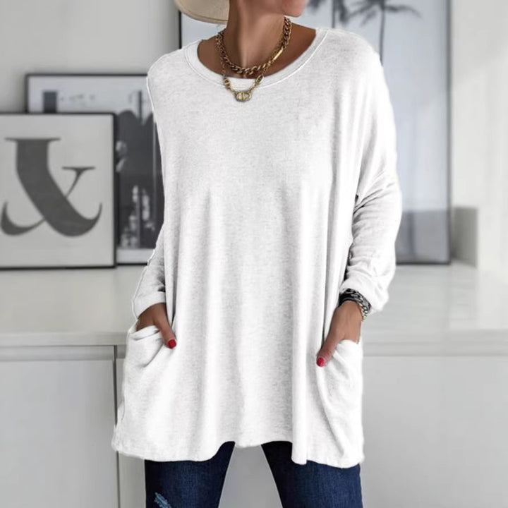 Damen Oversize Tunika mit Seitentaschen und Rundhalsausschnitt – Avérine