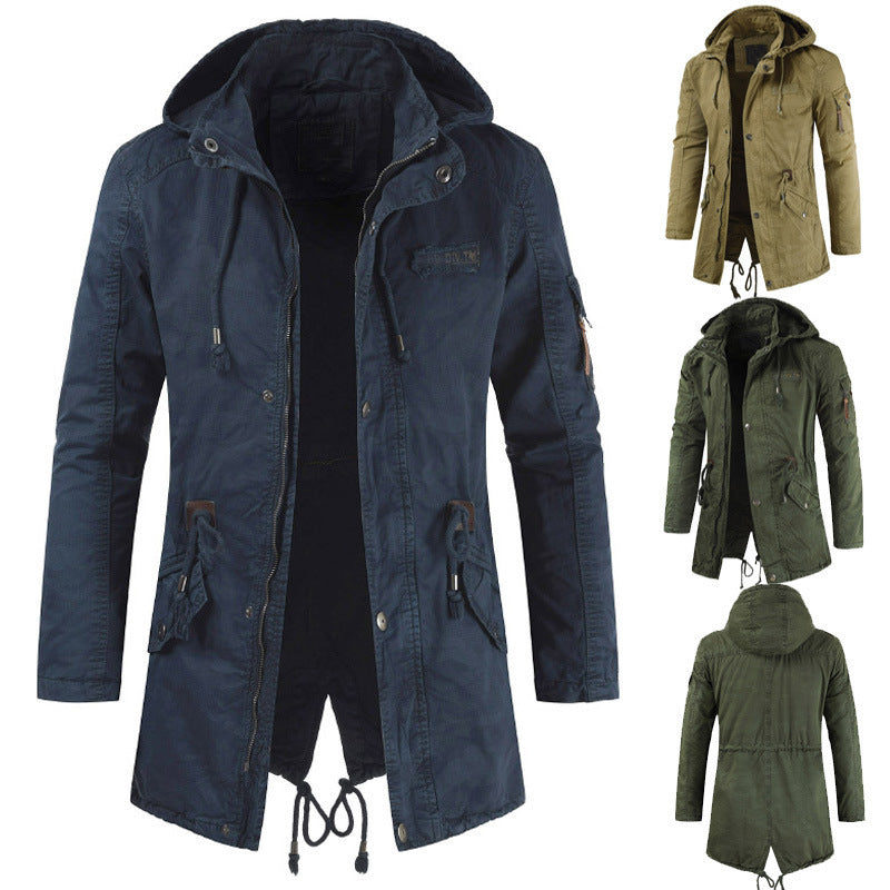 Herren lässige und funktionale Parkajacke mit Kapuze und praktischen Taschen Echoarchiv