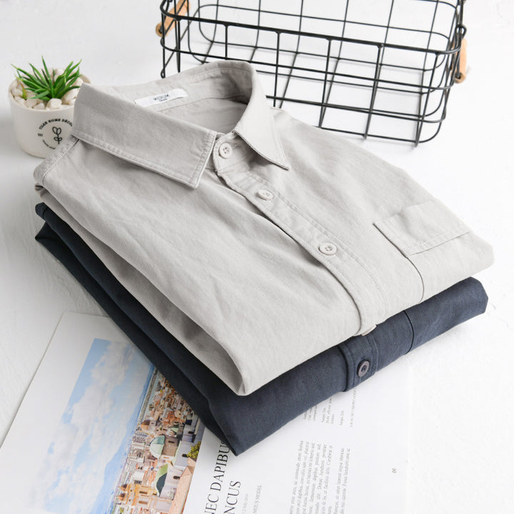 Herren Baumwoll-Overshirt im Relaxed-Fit mit aufgesetzter Brusttasche Echoarchiv