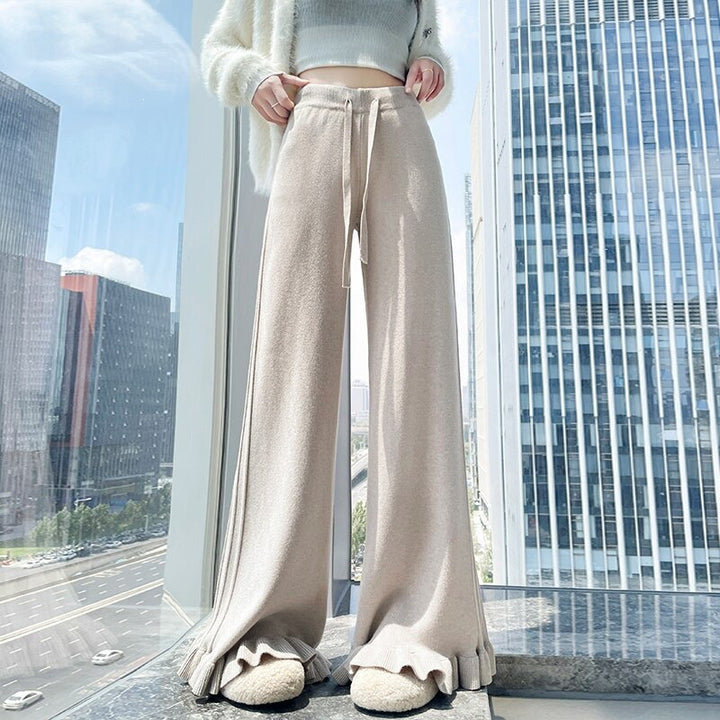 Damen Elegante, weiche Lounge-Hose mit Rüschenabschluss Echo Archiv