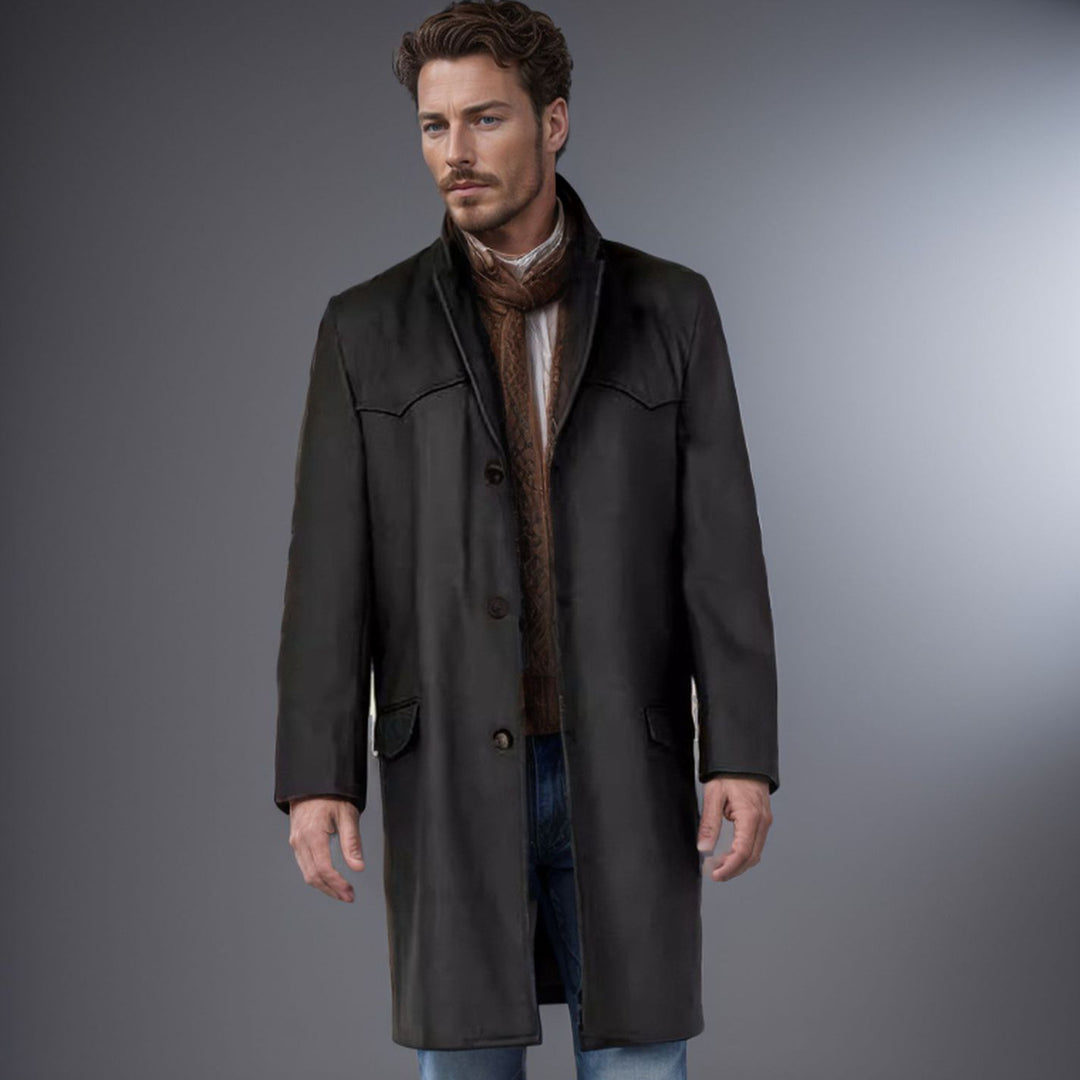 Herren eleganter Wollmantel mit modernen Akzenten Echoarchiv