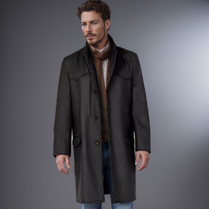 Herren eleganter Wollmantel mit modernen Akzenten Echoarchiv