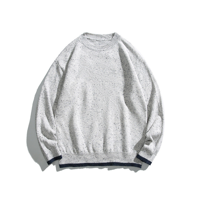 Unisex Oversize Strickpullover mit Rundhalsausschnitt, Kontrastbündchen und Melange‑Noppenstruktur Echo Archiv