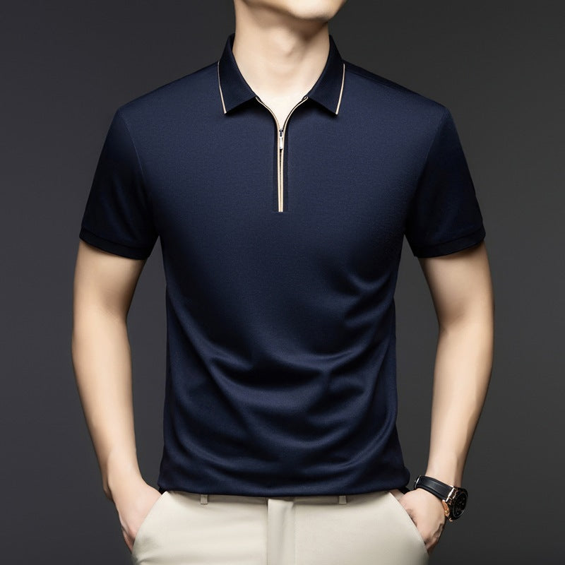 Herren Kurzarm-Shirt mit modernem Reißverschluss Echoarchiv