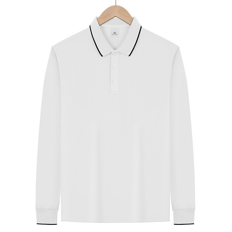 Herren Langärmeliges Funktions-Poloshirt mit Piquéstruktur und Kontrastkragen – Cavello