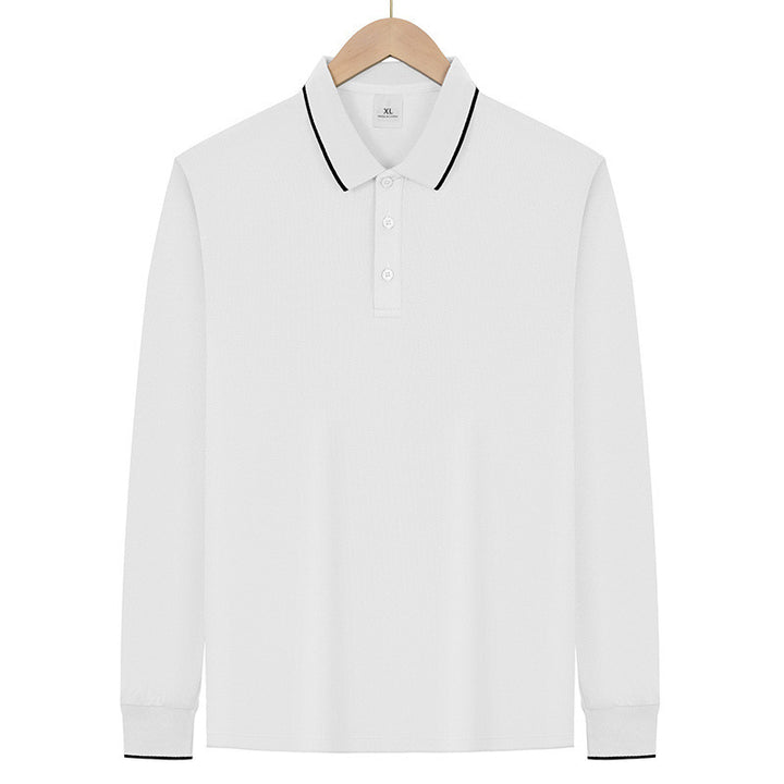 Herren Langärmeliges Funktions-Poloshirt mit Piquéstruktur und Kontrastkragen – Cavello