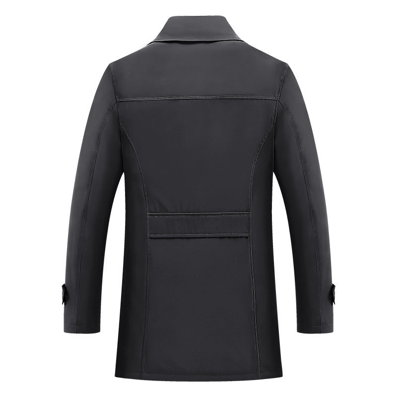 Herren Moderner Kurzmantel im Trench-Look mit kariertem Innenfutter und Utility-Taschen Echoarchiv