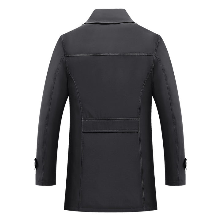 Herren Moderner Kurzmantel im Trench-Look mit kariertem Innenfutter und Utility-Taschen Echoarchiv