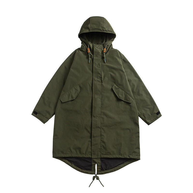 Unisex Oversize Wind- und Wasserdichter Parka mit Kapuze und Fischschwanz-Saum Echo Archiv