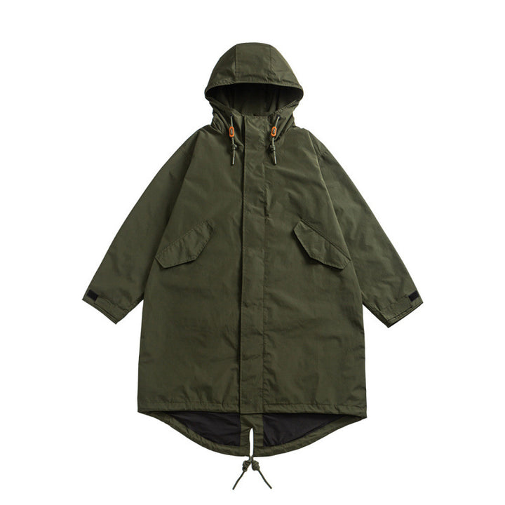 Unisex Oversize Wind- und Wasserdichter Parka mit Kapuze und Fischschwanz-Saum Echo Archiv