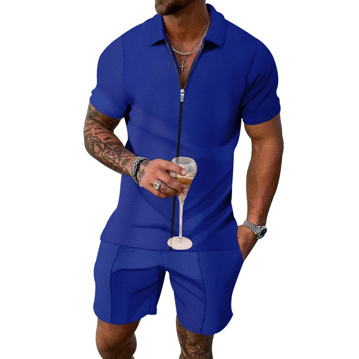 Herren modernes Freizeit-Set mit Kurzarmhemd und Shorts Echoarchiv