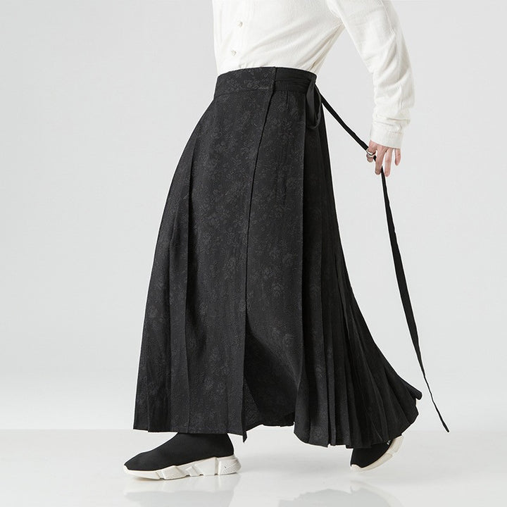 Damen nan Maxi-Rock mit breitem Taillenbund ornamentaler Bordüre und plissierten Falten Echo Archiv