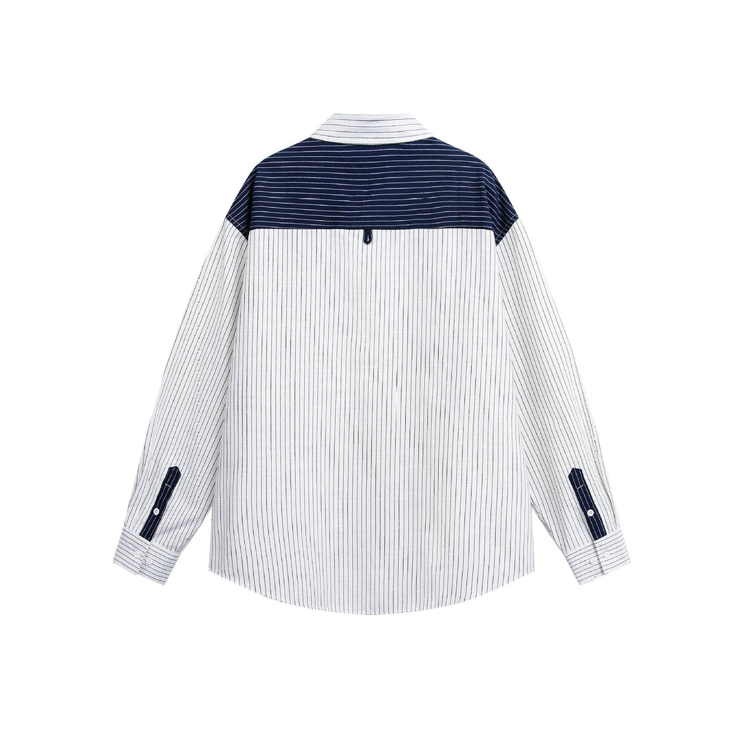 Unisex Oversize-Hemd mit Nadelstreifen und kontrastierter Schulterpasse Echoarchiv