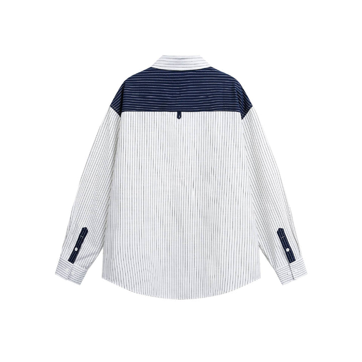 Unisex Oversize-Hemd mit Nadelstreifen und kontrastierter Schulterpasse Echoarchiv