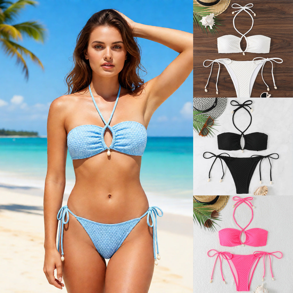Damen Bikini-Set mit innovativem Bindemuster und modischem Cut-Out Echo Archiv