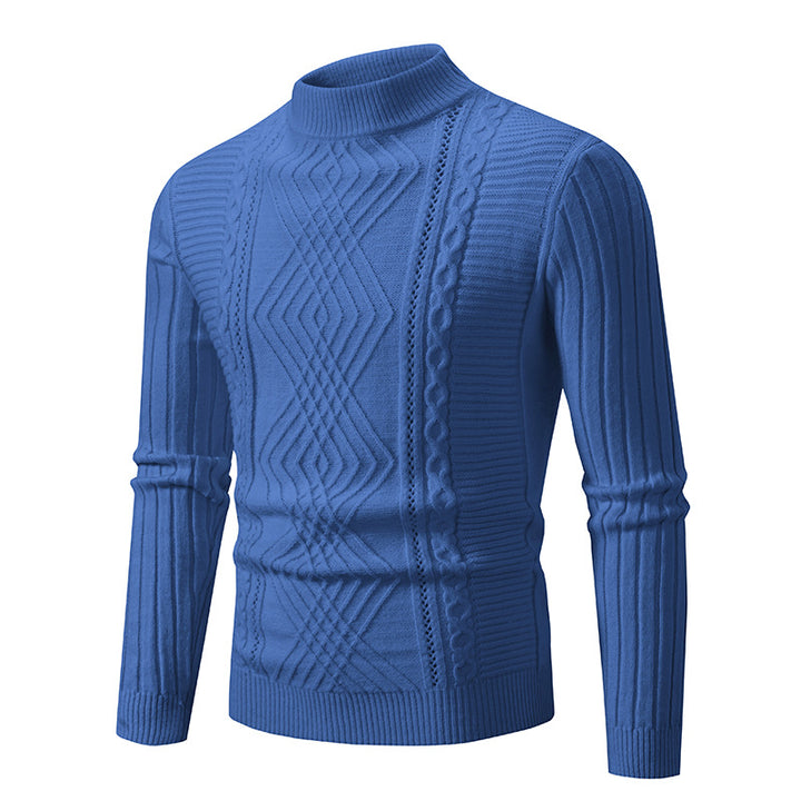 Herren Rollkragenpullover aus hochwertiger Baumwolle mit strukturiertem Zopfmuster Echoarchiv