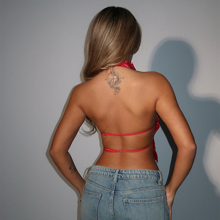 Damen modernes Crop-Top mit Stehkragen und seitlichen Cut-Outs Echo Archiv