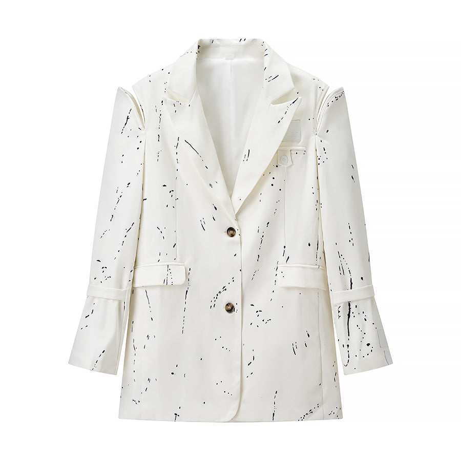 Damen Oversize-Blazer mit Cut-Out-Schultern und Paint‑Splatter‑Optik Echo Archiv