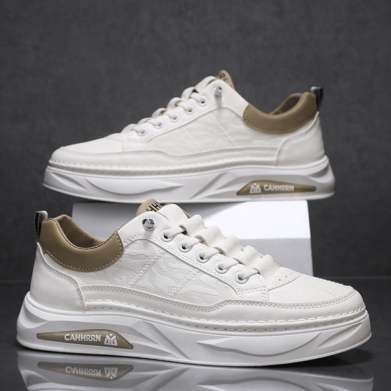 Unisex minimalistische Plateausneaker aus strukturiertem Kunstleder mit gepolstertem Fersenkragen und skulpturierter Außensohle – Norré