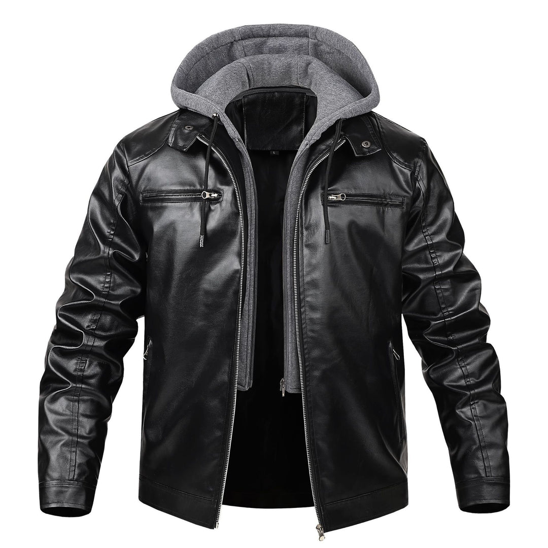 Herren modische Kunstlederjacke mit abnehmbarer Kapuze Echo Archiv