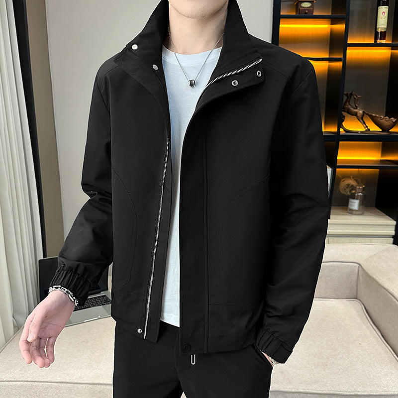 Herren Leichter Utility-Canvas-Blouson mit Stehkragen und elastischen Bündchen Echoarchiv