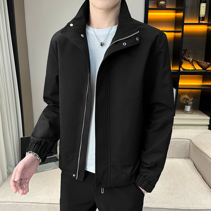 Herren Leichter Utility-Canvas-Blouson mit Stehkragen und elastischen Bündchen Echoarchiv