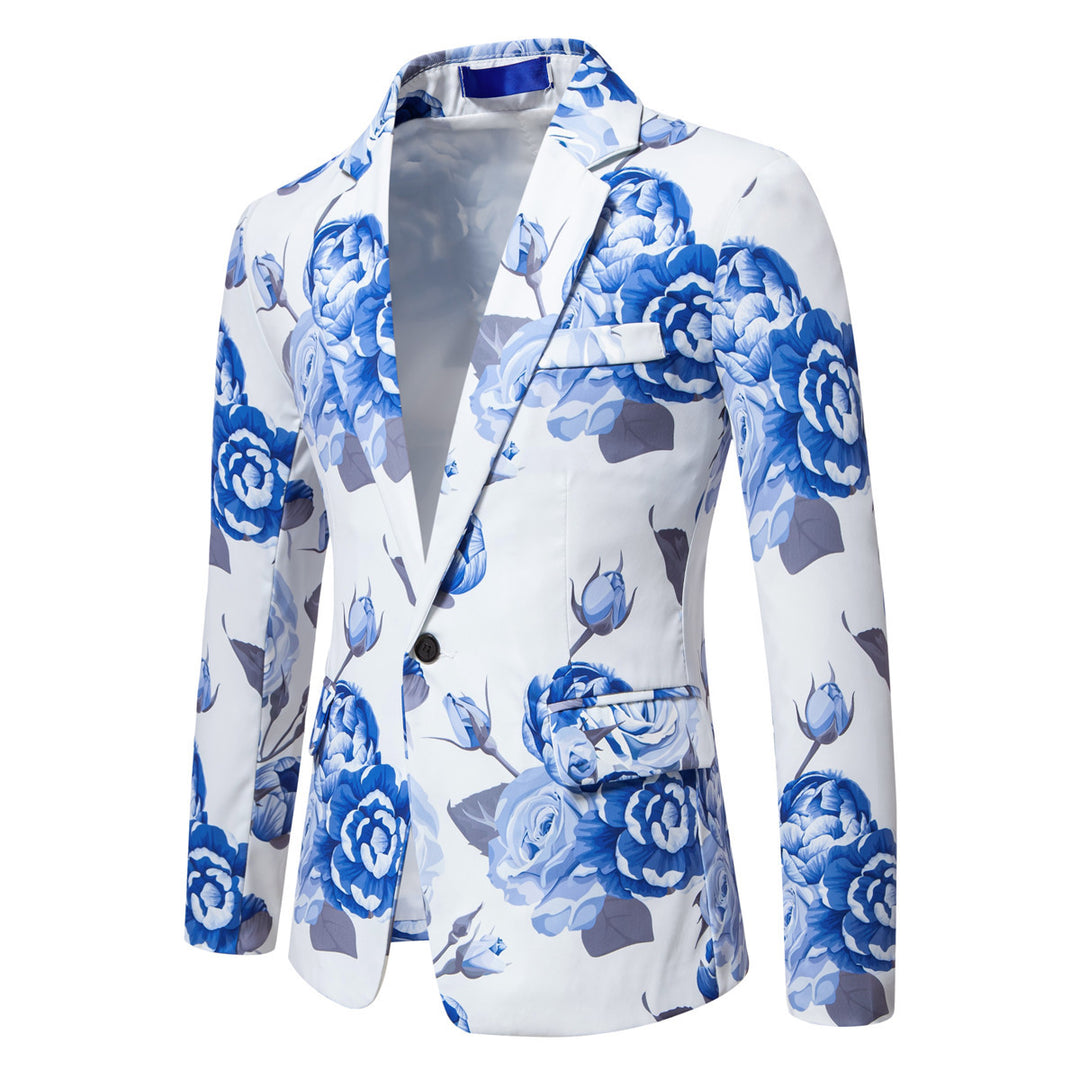 Herren Slim-Fit Sakko mit ganzflächigem Blumenprint und schmalem Revers Echo Archiv
