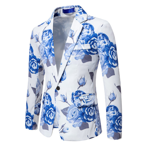 Herren Slim-Fit Sakko mit ganzflächigem Blumenprint und schmalem Revers Echo Archiv