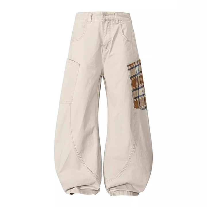 Damen Weitgeschnittene Cargo-Hose mit Karomuster Echoarchiv