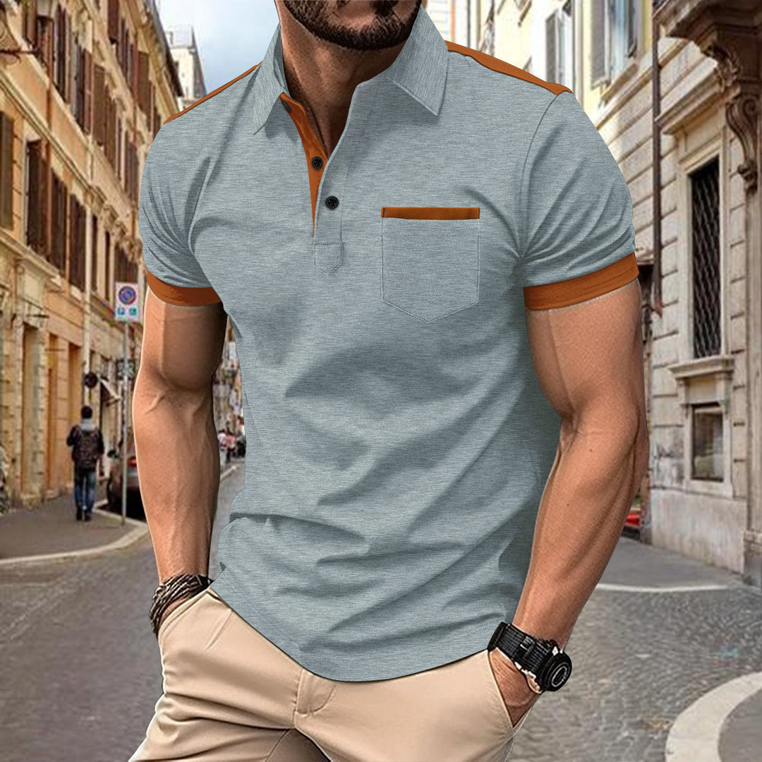 Herren modisches Kurzarm-Polohemd mit stilvollem Kragen und praktischer Brusttasche Echoarchiv