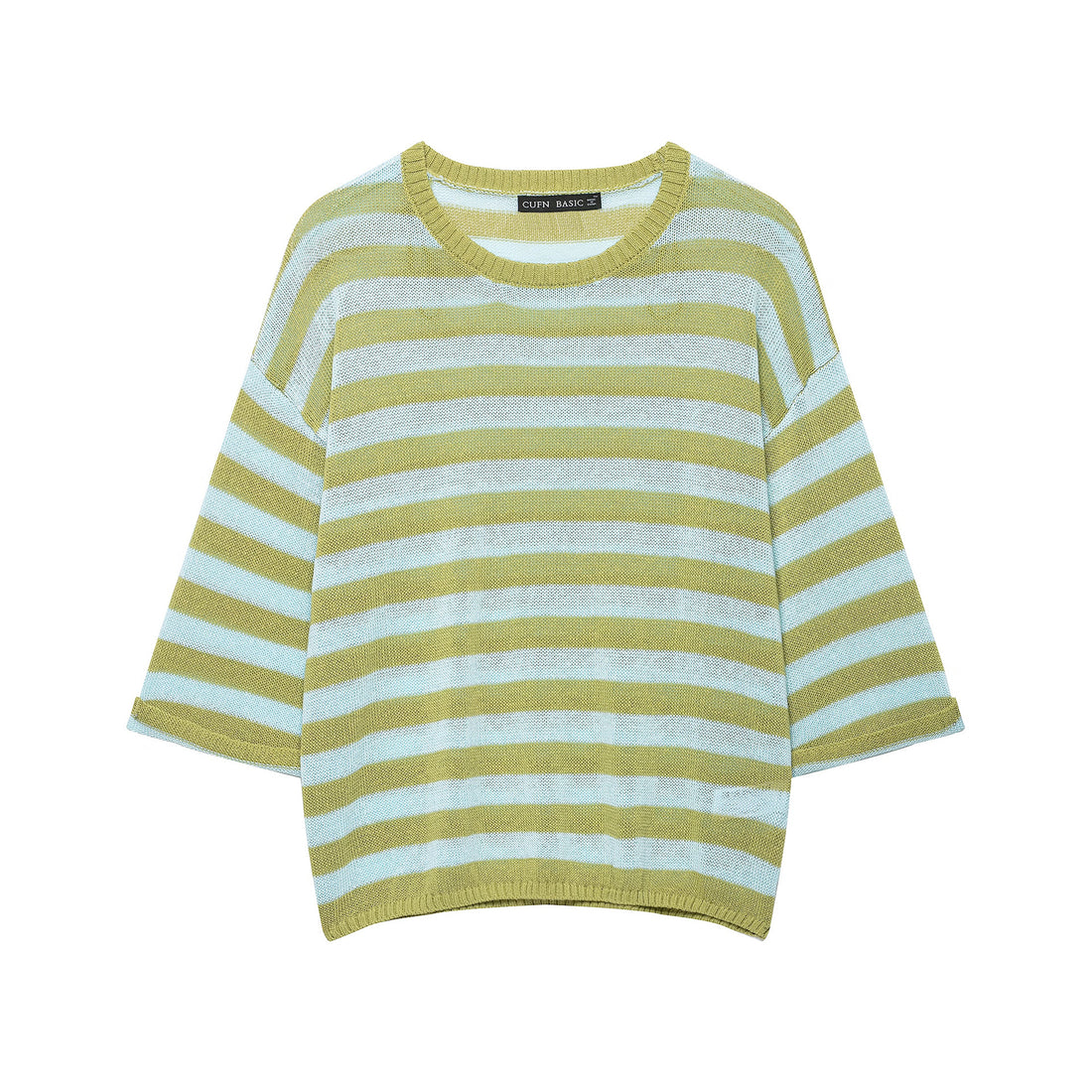 Damen Leichter gestreifter Strick-Poncho mit weitem Kurzarm und U-Boot-Ausschnitt Echoarchiv