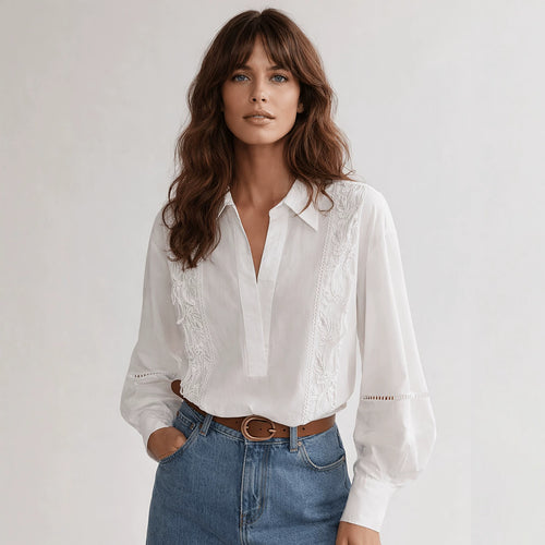 Damen Elegante Bluse mit feinen Stickdetails Echo Archiv