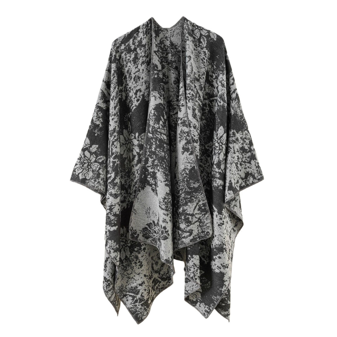 Damen Jacquard-Umhang mit floraler Strukturwebung und offenem Kimono-Fall Echo Archiv