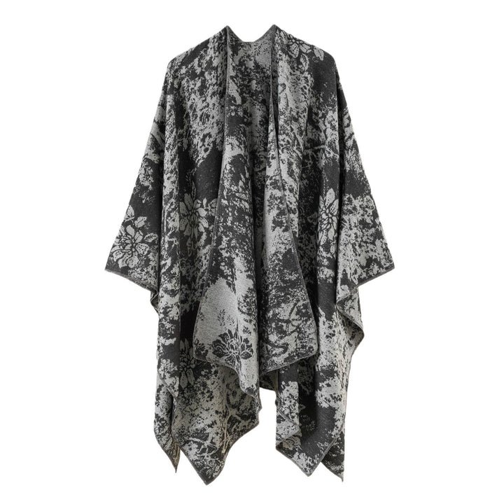 Damen Jacquard-Umhang mit floraler Strukturwebung und offenem Kimono-Fall Echo Archiv