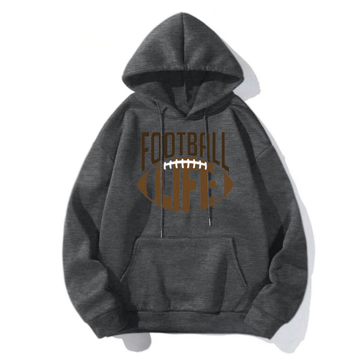 Damen Sportlicher Kapuzenpullover mit Football-Motiv Echoarchiv