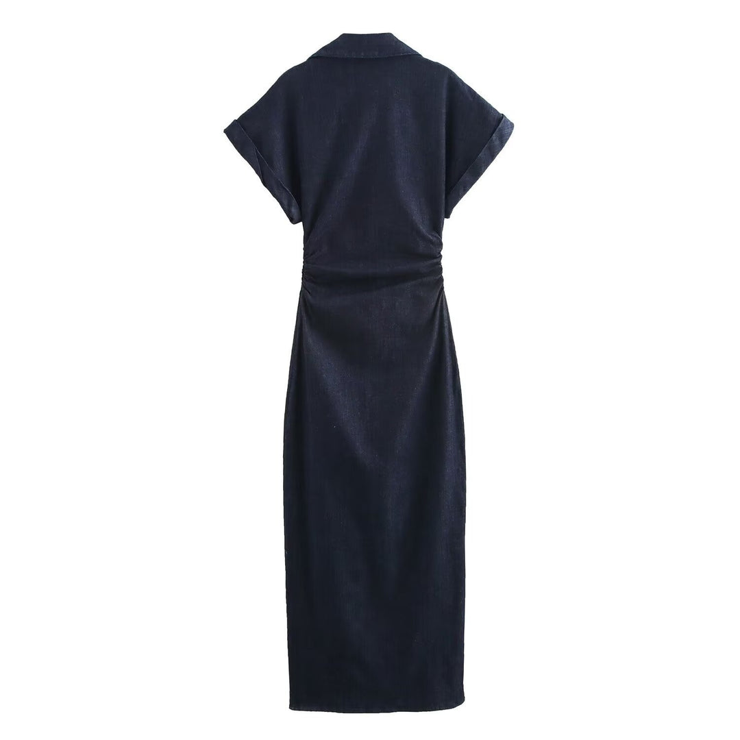 Damen Hemdblusenkleid mit kurzen Ärmeln und praktischen Taschen Echo Archiv