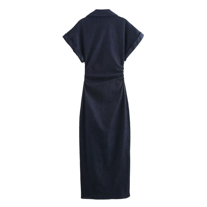 Damen Hemdblusenkleid mit kurzen Ärmeln und praktischen Taschen Echo Archiv