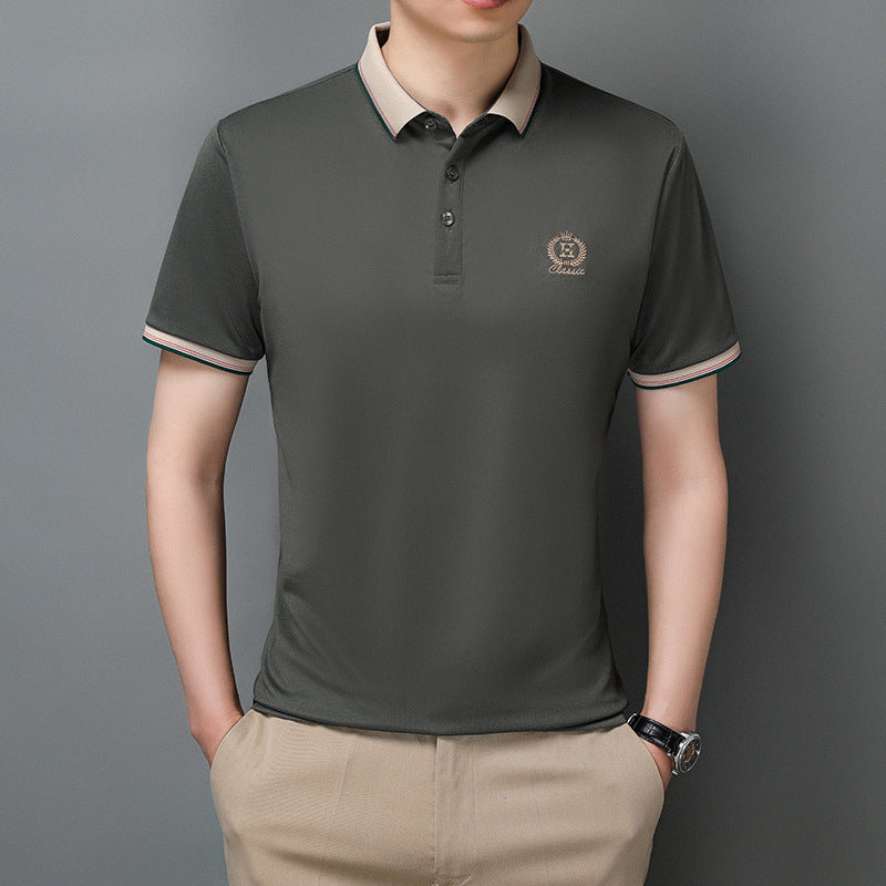 Herren Poloshirt mit atmungsaktivem Gewebe und elegantem Kontrastkragen Echoarchiv
