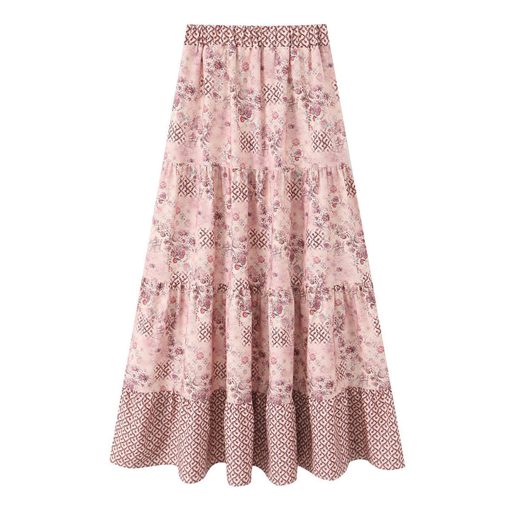 Damen Maxirock mit verspieltem Patchwork-Muster und voluminöser Silhouette Echo Archiv
