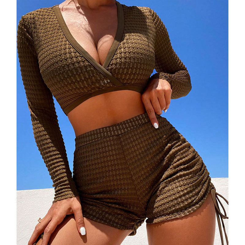 Damen Sportliches Bikini-Set mit langen Ärmeln Echo Archiv