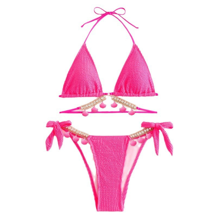 Damen Triangel-Bikini mit fransenförmigen Akzenten und funkelnden Kettenverzierungen Echo Archiv